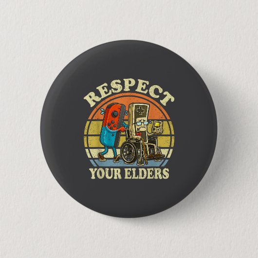 Badge Rond 5 Cm Respect Your Elders Retro Gaming Funny Controller  (Devant)