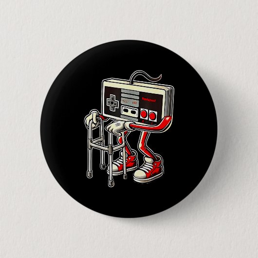 Badge Rond 5 Cm Respect Your Elders Retro Gaming Funny Gamer Contr (Devant)