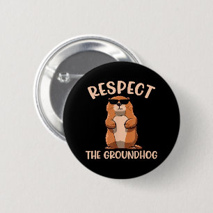 Badge Rond 5 Cm Respecter la marmotte - Jour de la marmotte Woodch