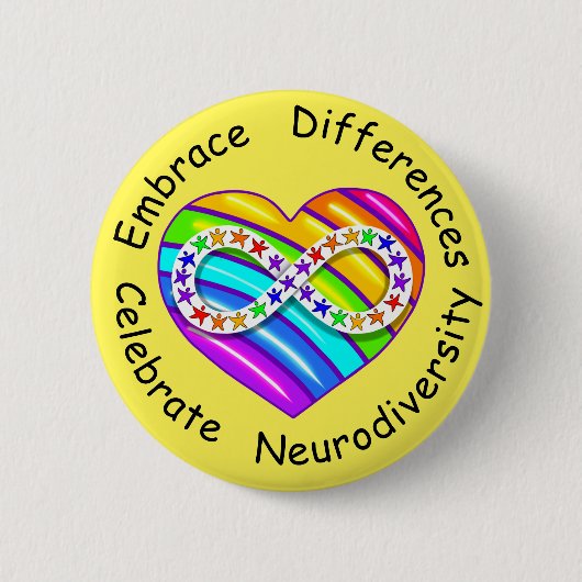 Badge Rond 5 Cm Respecter les différences Célébrer la Neurodiversi (Devant)