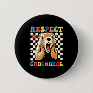 Badge Rond 5 Cm Respectez la marmotte drôle Woodchuck Enfants Rétr