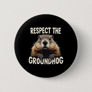Badge Rond 5 Cm Respectez le marmotte de fond Célébrez l'anniversa