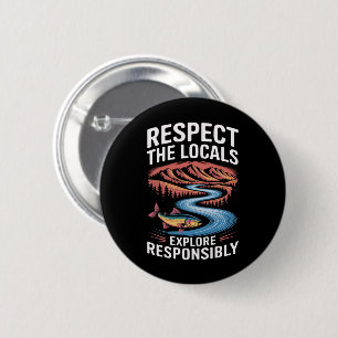 Badge Rond 5 Cm Respectez les locaux Poisson Océan Sauver la planè