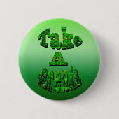 Badge Rond 5 Cm Respire, Écrite En Vert, (Devant)