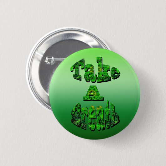 Badge Rond 5 Cm Respire, Écrite En Vert, (Devant & derrière)