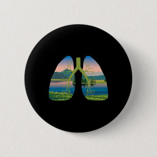 Badge Rond 5 Cm Respirer Les Poumons D Air Propre Partir À L'Extér