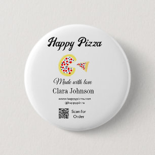 Badge Rond 5 Cm Restaurant de pizzas café pizzeria scannez le code