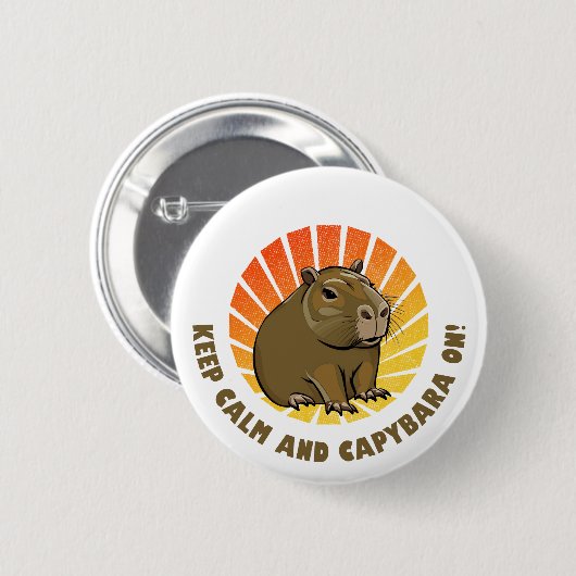 Badge Rond 5 Cm Restez calme et capybara ! (Devant & derrière)