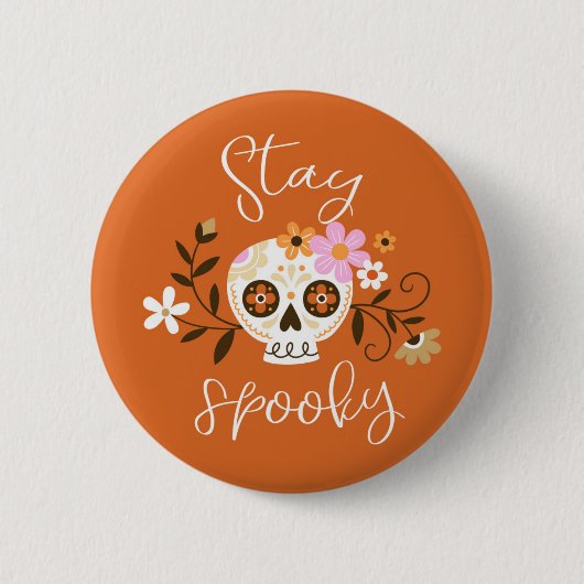 Badge Rond 5 Cm Restez Éffrayant (Devant)