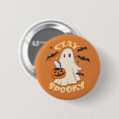 Badge Rond 5 Cm Restez Éffrayant (Devant & derrière)