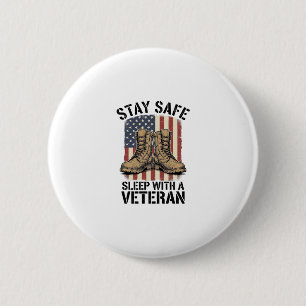 Badge Rond 5 Cm Restez en sécurité, dormez avec un vétéran Vintage