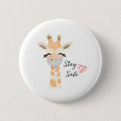 Badge Rond 5 Cm Restez en sécurité, masque visage Giraffe (Devant)