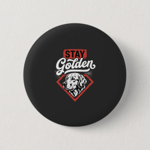 Badge Rond 5 Cm Restez Golden Golden Retriever Chien Rétro