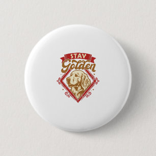 Badge Rond 5 Cm Restez Golden Retriever Chien Diamant Rouge_1