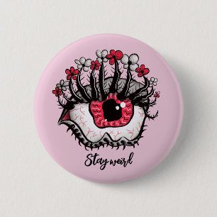 Badge Rond 5 Cm Restez Horreur étrange Pastel Goth Eye Macabre ros