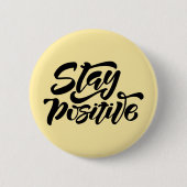 Badge Rond 5 Cm Restez positif Jaune (Devant)