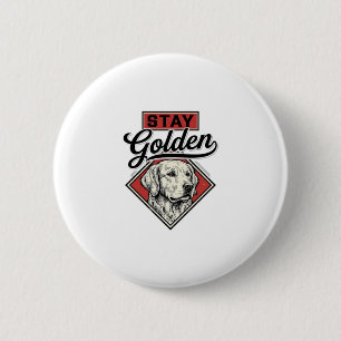 Badge Rond 5 Cm Restez Retriever doré Vintage Chien Vector Design_