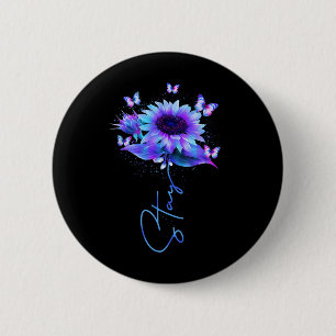 Badge Rond 5 Cm Restez Sunflower Butterfly Suicide Prevention Awar