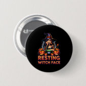 Badge Rond 5 Cm Resting Witch Face Funny Sarcastic Halloween Rude (Devant & derrière)