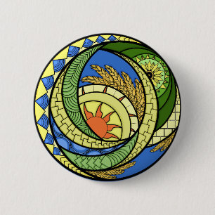 Badge Rond 5 Cm Résumé. Impression en toile étirée ukrainienne