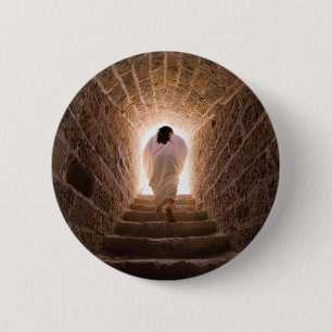 Badge Rond 5 Cm Résurrection de Jésus Christ
