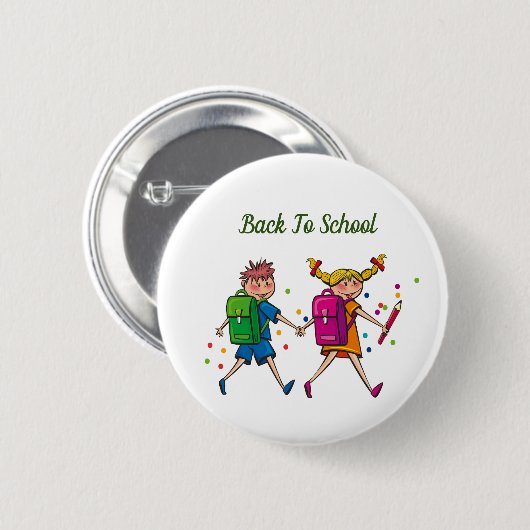 Badge Rond 5 Cm Retour À L'École (Devant & derrière)