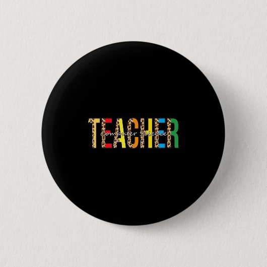 Badge Rond 5 Cm Retour À L'École Informatique Professeur Leopard P (Devant)