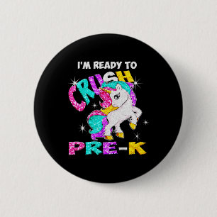 Badge Rond 5 Cm Retour à l'école Je suis prêt à écraser la licorne