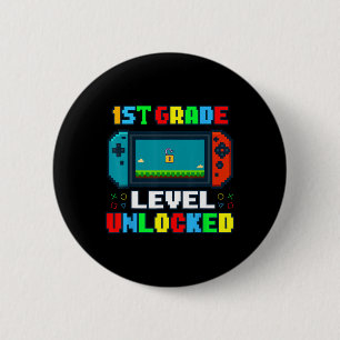 Badge Rond 5 Cm Retour à l'école Niveau 1re année débloqué Gamer E