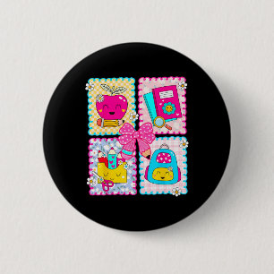 Badge Rond 5 Cm Retour à l'école Prépa Coquette Crayon Nœud Papill