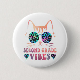 Badge Rond 5 Cm Retour À L'École Vibes De 2E Année Leopard Ie Dye