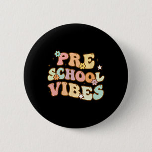 Badge Rond 5 Cm Retour À L'École Vibes De L'École Préscolaire Retr