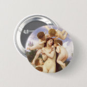 Badge Rond 5 Cm Retour du printemps (Le Printemps) par Bouguereau (Devant & derrière)