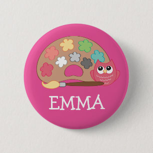 Badge Rond 5 Cm Retourner à l'école Nom de l'OWL Bouton de la broc