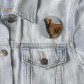 Badge Rond 5 Cm Retreiver d'or en mer (En situation)