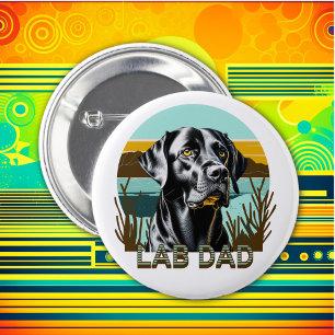 Badge Rond 5 Cm Rétreiver Labrador noir Papa Lab