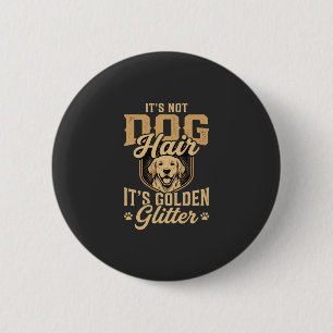Badge Rond 5 Cm Retriever doré drôle cheveux paillettes