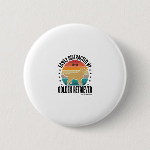 Badge Rond 5 Cm Retriever doré facilement distrait Chien vintage d