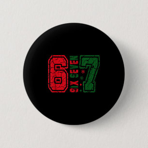 Badge Rond 5 Cm Rétro 67 Drôle Six Sept Mème 6 7 Numéro Noël
