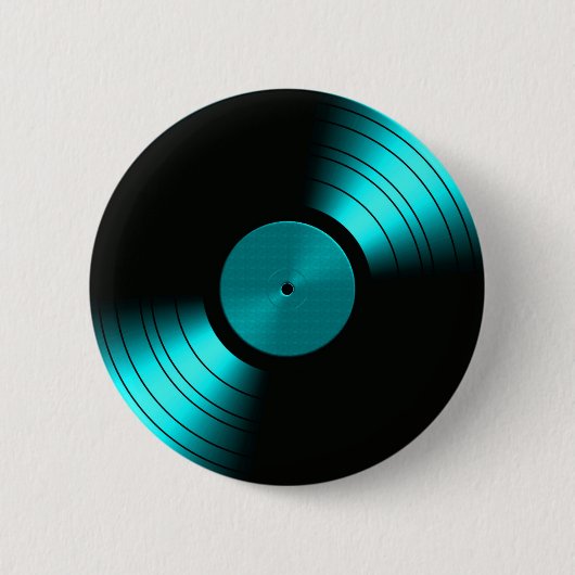 Badge Rond 5 Cm Rétro album de disque vinyle dans Teal (Devant)