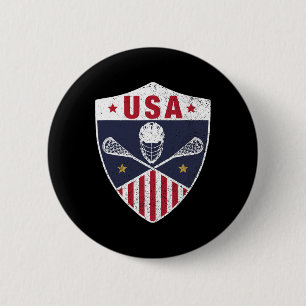 Badge Rond 5 Cm Retro America Lacrosse I Fier Usa Lacrosse Jers