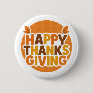 Badge Rond 5 Cm Retro années 70 Joyeux Thanksgiving Vacances Groov