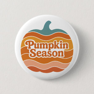 Badge Rond 5 Cm Retro Années 70 Saison de la Citrouille Automne