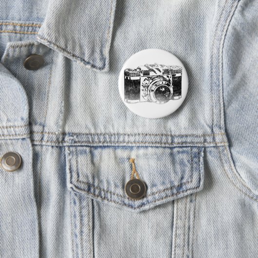 Badge Rond 5 Cm Rétro appareil-photo des années 50 (En situation)