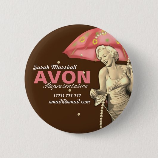 Badge Rond 5 Cm Retro Avon Représentant (Devant)
