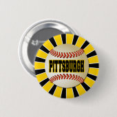 BADGE ROND 5 CM RÉTRO BASE-BALL DE PITTSBURGH (Devant & derrière)