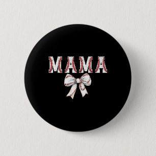 Badge Rond 5 Cm Retro Baseball Maman Bow Baseball Mama Bow Cute Ba