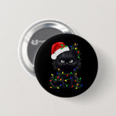 Badge Rond 5 Cm Retro Black Chat Noël Light Fun Chat Hommes Femmes (Devant & derrière)