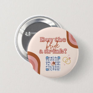 Badge Rond 5 Cm Retro Boho Bacheloro Party Venmo QR Code Pin