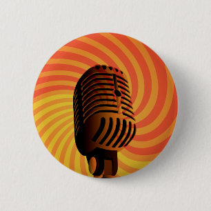 Badge Rond 5 Cm Rétro bouton de coutume de microphone